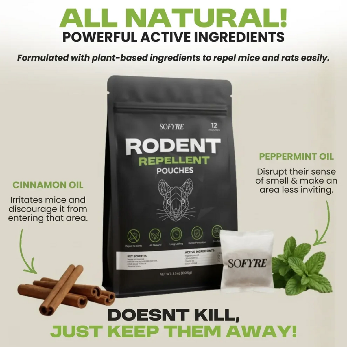 Natural Rodent Repellent Pouches